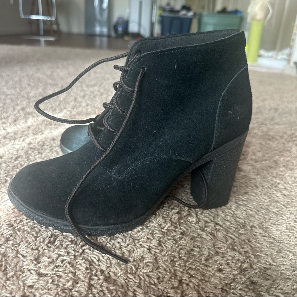 Timberland Women's Authentics Tillston High Heel Black Chukka Booties Size 8,5